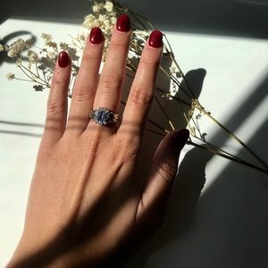 Luxury Blue Gemstone White Gold Ring